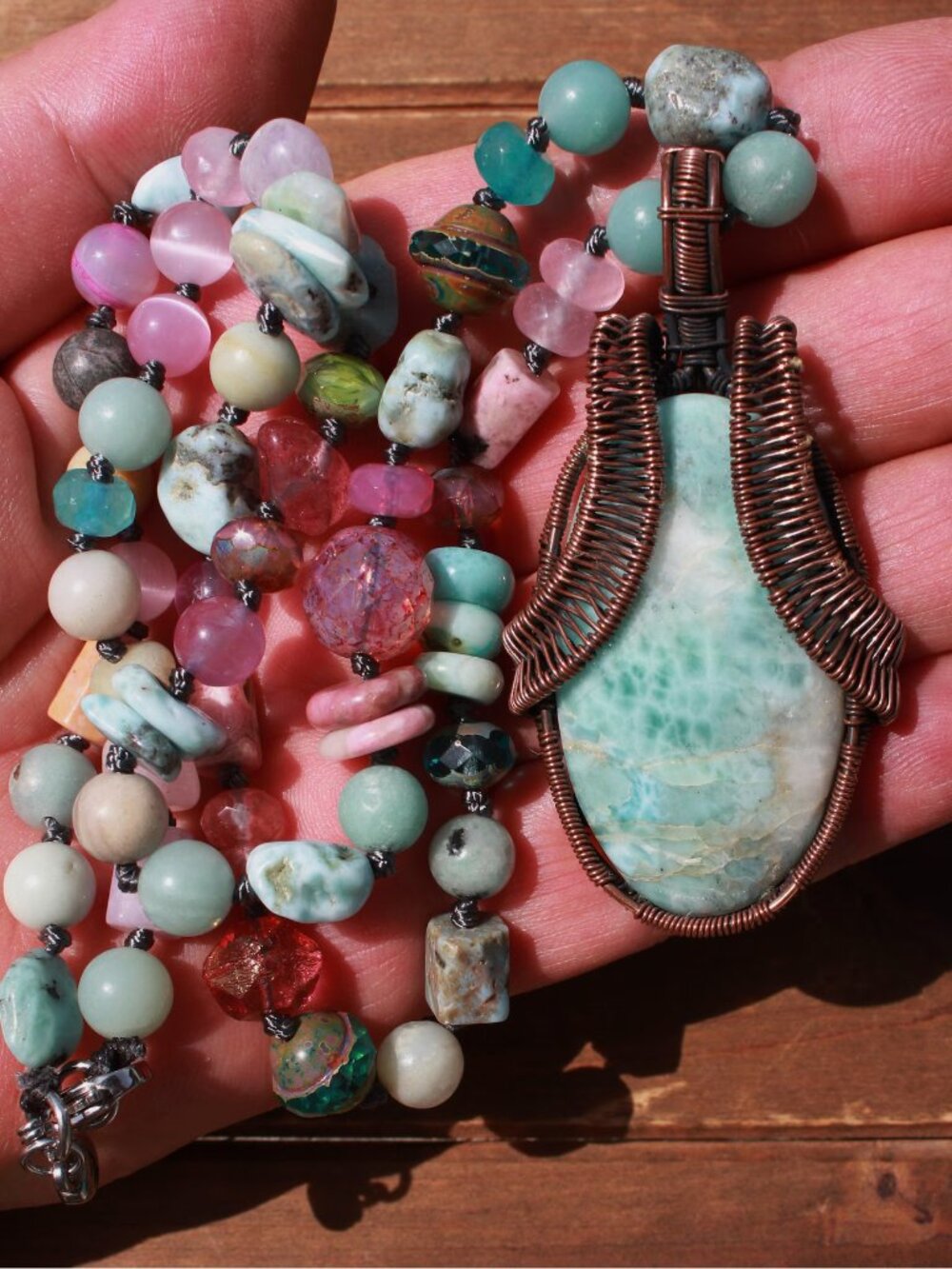 Enchanting Larimar with Mixed Gemstone Necklace